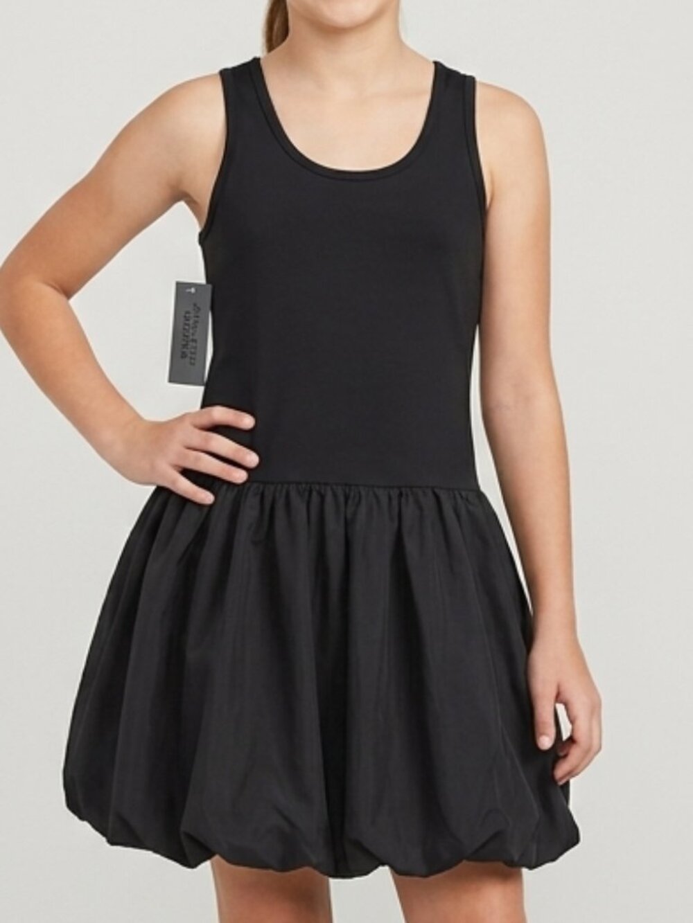 NWT Athletic Works Girls Active Bubble Dress Black Soot XL 14-16 Built-In Shorts